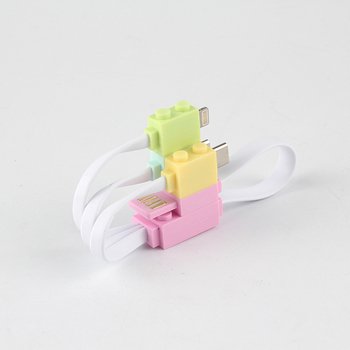 三合一ABS充電線-積木造型USB數據線集線器_4